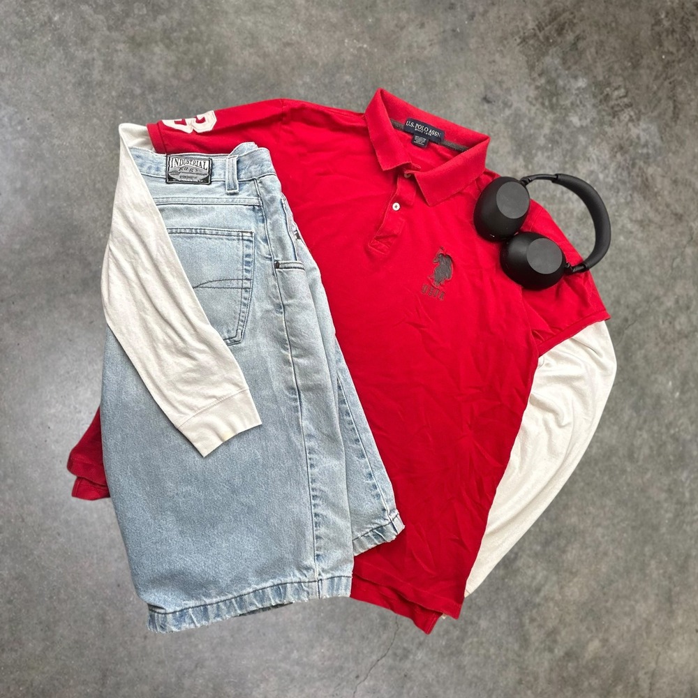 US Polo Assn Red Short Sleeve Polo Shirt XL Vintage Y2K Boxy Fit Streetwear